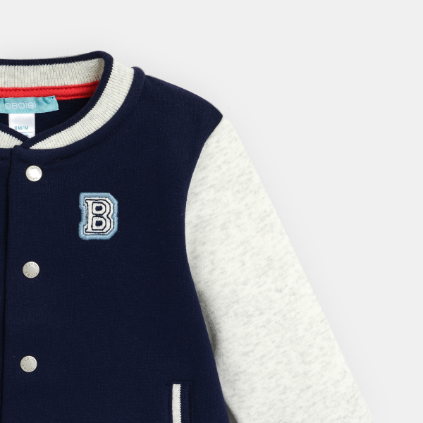 جاكيت بطراز تيدي مزين برقعة سمك الحوت، باللون الأزرق للأطفال الصغار